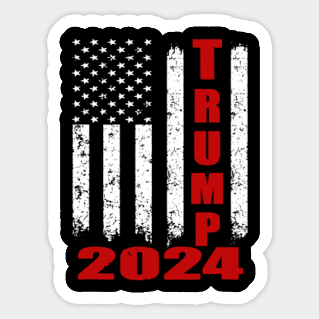 Trump 2024 American Flag Trump Sticker TeePublic